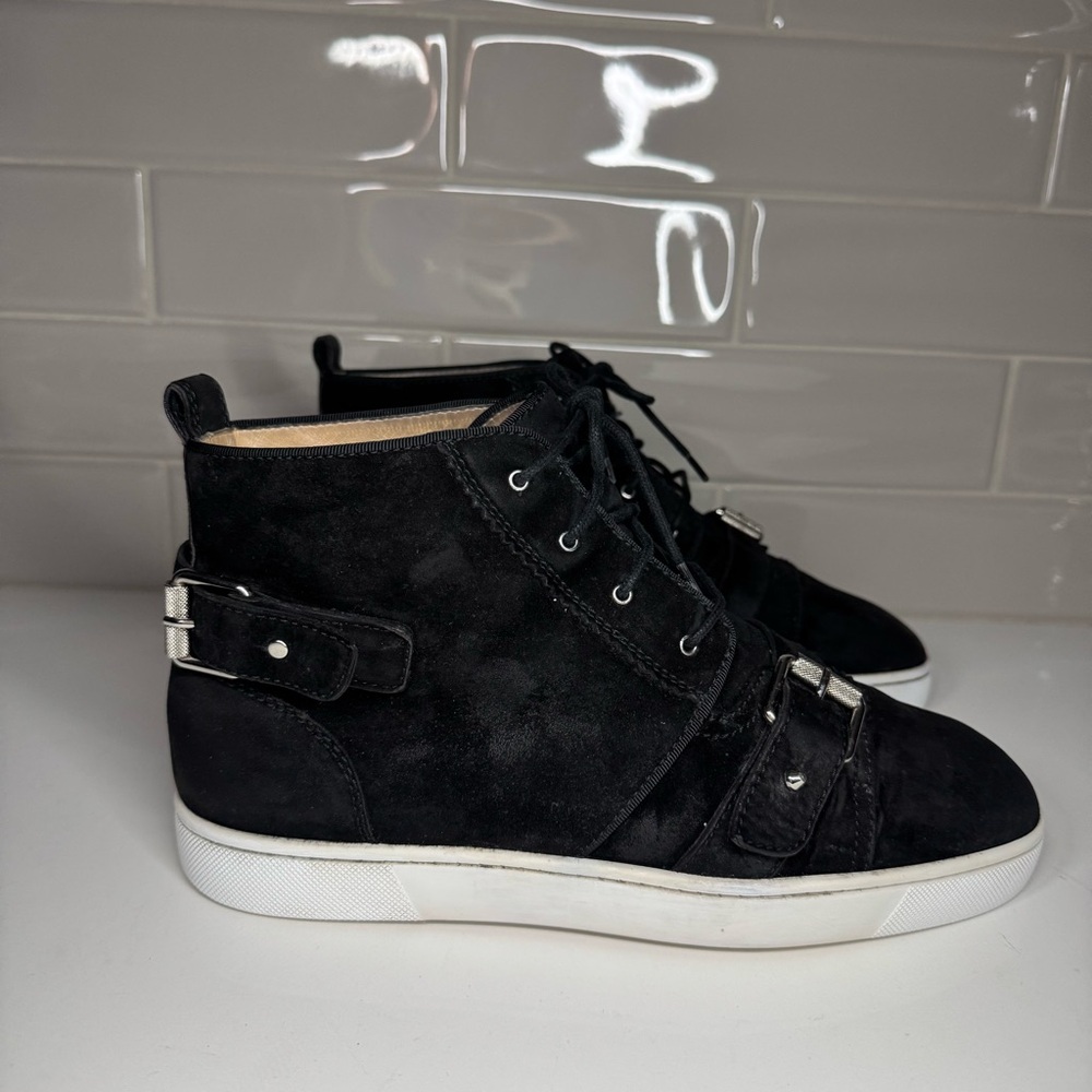 Christian Louboutin Nono Suede Belted Hi Top Sneakers - Picture 4 of 11
